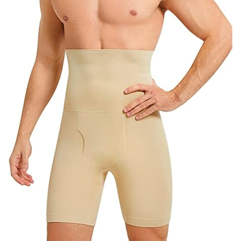 TAILONG Herren Bauchweg Shorts Hohe Taille Slimming Body Shaper Kompression Shapewear Bein Unterwäsche Slips, Beige, X-Small-Small Cover
