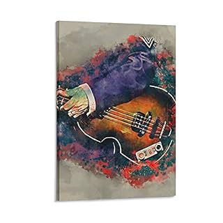 yingzi Paul McCartney Poster sur toile avec guitare basse 60 x 90 cm - Les Beatles, Paul McCartney, John Lennon, RIngo Starr, George Harrison