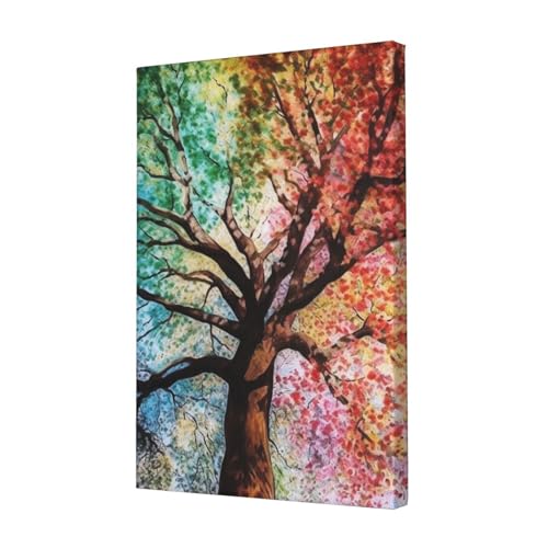 Toile d'arbre coloré impression HD pour raviver un mur blanc de bureau sombre