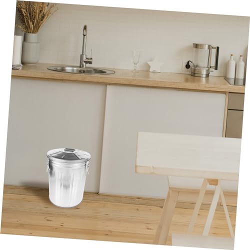 Caneca de basura rectangular de metal Happyyami con tapa miniatura 4