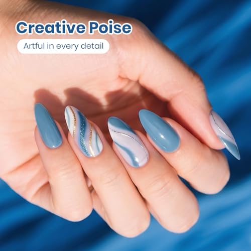 Image of Beetles Blue Gel Polish - Indigo Tide 15ML /0.51Fl Oz, Dusty Blue Gel Nail Polish, Color-Matched Bottle, Soak-Off UV LED, Long-Lasting Holiday & Summer Nails Art for DIY Beginners & Salon Pros