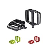 BBB CyclingCoolRidefiets pedaal | groot platform in zwart, rood, geel en groen | aluminium pedaal | verwisselbare grippins, 10 stuks per kant