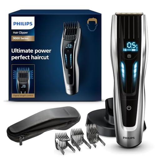 Philips Serie 9000 HC9450/20 Hårtrimmer, Digital Touch-Kontroll, Svart/Silver