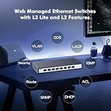 8-portowy przełącznik zarządzalny SFP+ 10 Gb/s, obsługa modułu SFP 1G/2,5G/10G, przepustowość 160 Gb/s, komputer stacjonarny, metalowy bez wentylatora, przełącznik światłowodowy zarządzany YuLinca