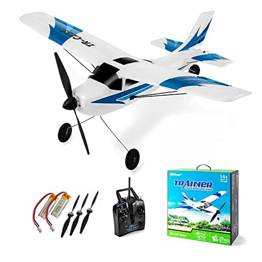 Top Race Remote Control Airplane | RC Plane 3 Channel Battery Powered Ready to Fly Stunts | Great Easter Gift Toy for Adults or Kids, Easy to Control Electric RC Planes Upgraded with Propeller Saver