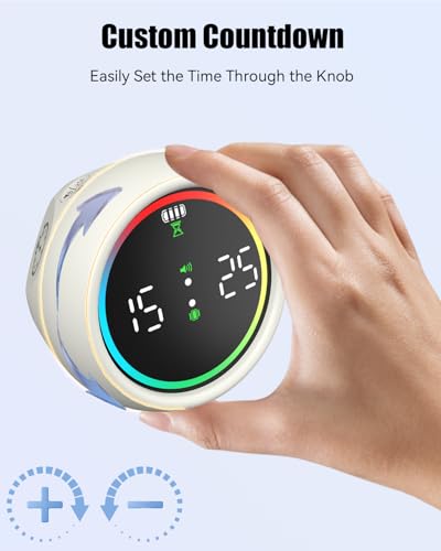 Image of Pomodoro Timer Cube, Desk Timer for Productivity with 1, 5, 10 Min Preset Countdown, Stopwatch and Custom Countdown, for Kids, ADHD, Study, Work, Fitness, Cooking (White)
