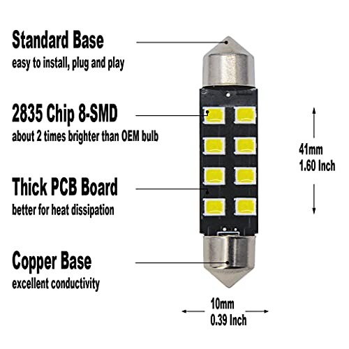 Lámparas LED festoon 41mm blanco frío pack 6 miniatura 2