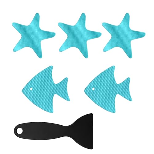 24Pcs Non Slip Bathtub Stickers,Shower Floor Non Slip Stickers,Bathtub Non Slip Stickers with Premium Scraper,Anti Slip Shower Stickers are Suitable for Bathtub,Bathroom,Floor and Stairs (Blue)
