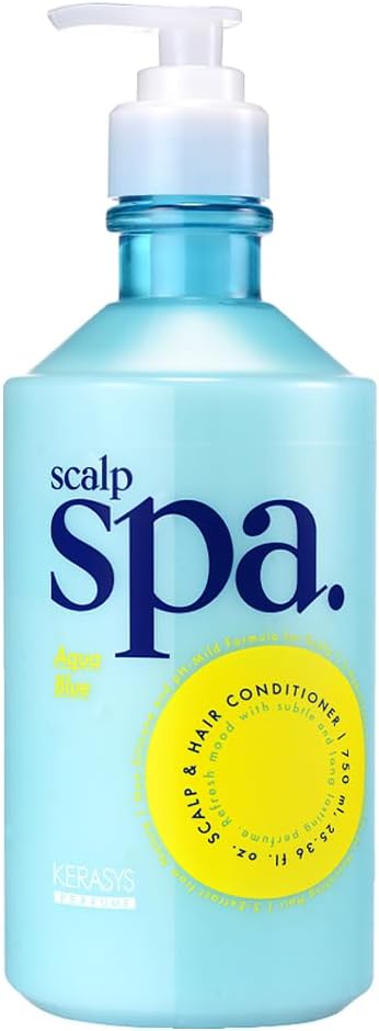 Kerasys Scalp Spa Silicone Free Weakly Acidic AHA Aqua Blue 25.36 fl oz / 750 ml (Conditioner, 1-Pack)