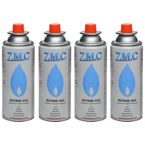 Z.M.C 4 cartuchos de gas butano de 227 g con válvula tipo MSF-1a, cartuchos universales de gas butano con conexión de bayoneta para hornillo de camping, calefacción de gas, quemador de gas, quemador