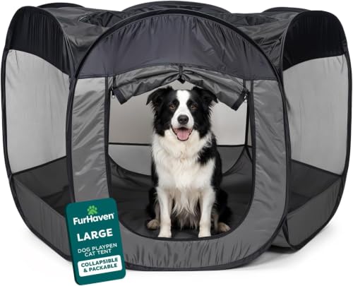 Image of FurHaven Soft-Sided Dog & Cat Playpen, Portable Foldable Indoor & Outdoor Pet Playpen with Mesh Windows & Zippered Door, Gray, Large (Pack of 8)