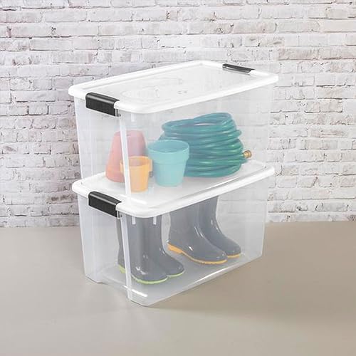 Sterilite 4 Sets of 70-Quart & 6 Sets of 18-Quart Heavy-Duty Stackable Storage Container Tote, Clear Base w/White Latch lid for Home Organization - image 7