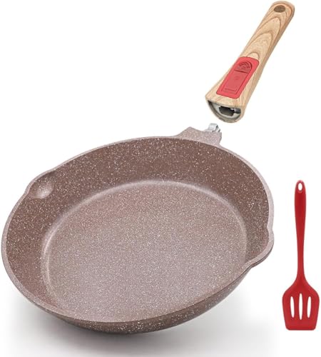 Image of AIKENBBKK Nonstick Ceramic Deep Frying Pan, 11 Inch Healthy Frying Pan Skillet with Removable Handle, Oven Safe, PFAS PFOA & PTFE Free