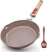 AIKENBBKK Antihaft-Keramikbeschichtung Bratpfanne 28 cm, gesunde Keramik Pfanne mit abnehmbarem Griff, Backofenfest, PFAS PFOA & PTFE frei(Braun)