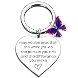 Ikacvb Purple Gifts For Women Coworkers Social Worker Gift Butterfly Keychain Jewelry Purple Gifts For Women Coworker Cool Employee Appreciation Christmas Stuff Best Administrative Assistant Gift