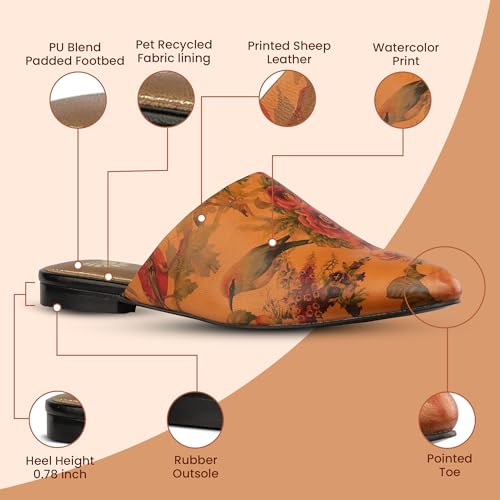 JATAREA Women's Flat Mules | Round Toe Genuine Printed Leather Slip-Ons for Any Summer Outing Shoes2