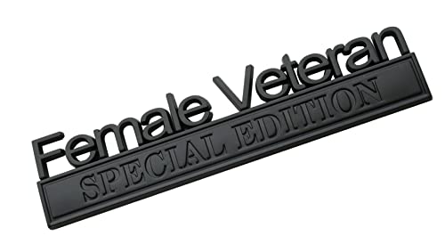 Image of Female Veteran Edition Special Emblem Car Decal, Warrior Soldier 3D Sticker, Female Veteran Special Edition Letters Car Badges, Accessories (Matte Black)