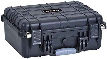 MEIJIA Portable All Weather Waterproof Camera Case With Foam,Fit Use of Drones,Camera,Equipments,Pistols,Elegant Black,15.98x12.99x6.85inches