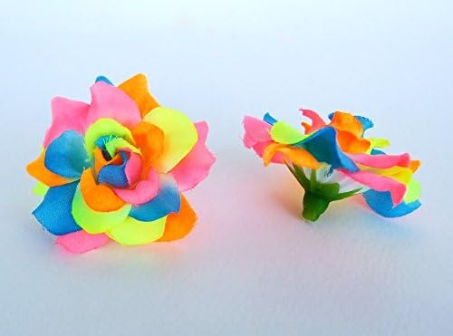 ICRAFY 100 Silk Light Rainbow Tone Roses Flower Head - 1.75" - Artificial Flowers Heads Fabric Floral Supplies Wholesale Lot for Wedding Flowers Accessories Make Bridal Hair Clips Headbands Dress