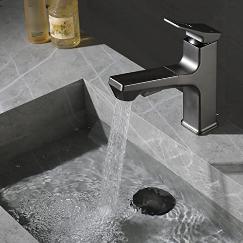 Robinet de lavabo extensible à double commande en alliage de cuivre