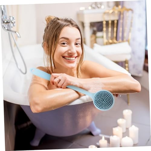 Image of RENESMEE Massage Brush Bathing Brush Practical Back Cleaning Scrubber Silicone Bath Brush Multi-Function Body Long Handle Double-Sided Shower Brush Back Massage Exfoliation Wisp Body Scrub Brush