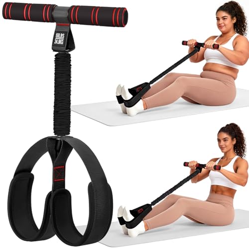Image of Multifunctional Durable Pedal Resistance Band with Handle, Upgraded Elastic Exercise Bands for Home Gym, Anti-Snap Sit Up Equipment & Ab Trainer for Core /Arms /Legs /Glutes Workout for Women