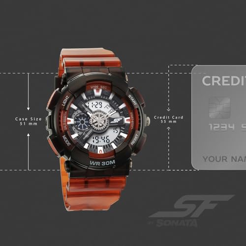 Image of SF Spectra Analog-Digital Green-Plastic Round Dial Dark Green A1Polyurethane Strap Men's Watch - NU77137PP10