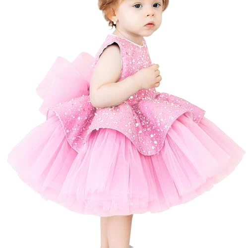 Sequin Baby Girls Pageant Dress Flower Girls Bow Tutu Dress Princess Birthday Party Dresses