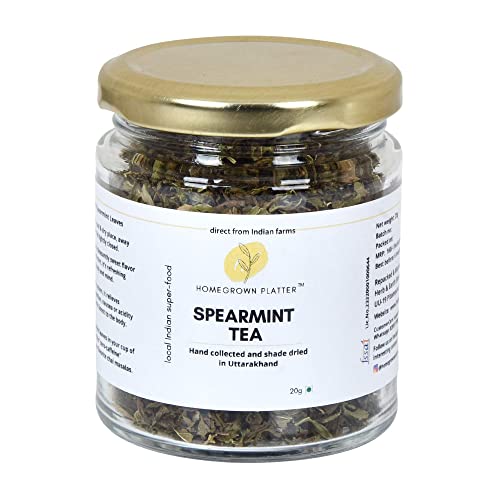Image of Homegrown Platter Organic Spearmint Herbal Tea | Antioxidants Rich Refreshing Tea | Loose Spearmint Leaves | Ayurvedic Menthol Rich Tea - 20g