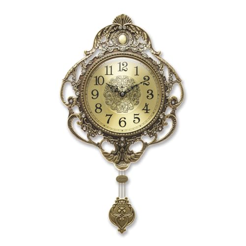Aero Snail Pendulum Wall Clock, Retro Style Silent Clock with Rhinestones Decoration, Vintage