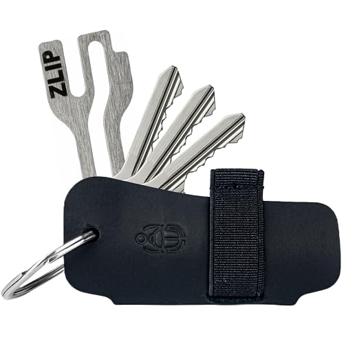 EL BICHO® Faro I Leder Key-Organizer mit ZLIP® and Slide Einkaufswagenlöser aus Edelstahl, Schlüssel-Organizer für Schlüsselbund, Schlüsseltasche Organisator Etui für 1-7 Schlüssel