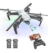 Wipkviey T6 drone avec caméra 1080P - Avec vidéo en direct WiFi, maintien de l'altitude, Flip 3D, capteur de gravité, Contrôle gestuel, Commande vocale, drones Fpv pour enfants adultes débutants
