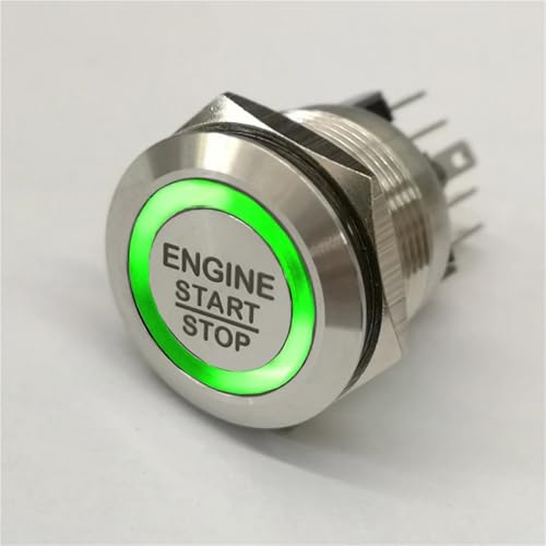 Botón de arranque láser interruptor momentáneo encendido apagado 22 mm LED verde
