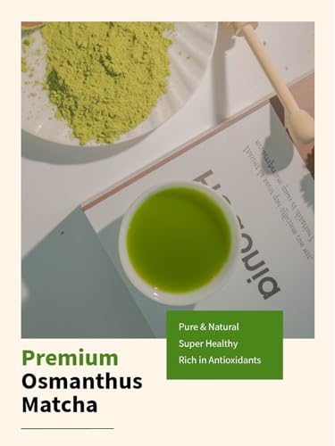 Image of TeeLux Osmanthus Matcha, First Harvest Natural Matcha Green Tea Powder, Smooth and Aromatic Taste, Sugar Free, 3.5oz