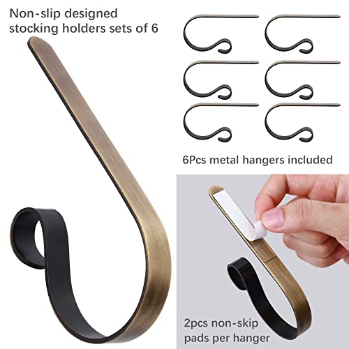 Oubomu Set of 6 Christmas Stocking Holders for Mantle, Adjustable Metal Stocking Hangers Hook for Fireplace Mantel Stairs - Thumbnail 4