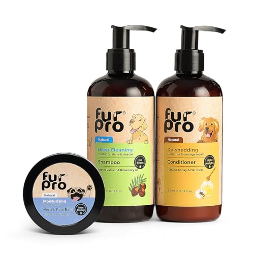 Image of Itch & Skin Care Dog Kit - Deep Cleaning Shampoo + De-Shedding Conditioner + Nose & Paw Balm - No Tears Natural Shampoo for Pets