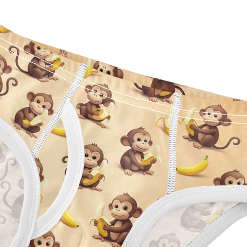 CHIFIGNO Boys Underwear Cotton Briefs Breathable Printed Toddler Boys Underwear Briefs, Cute Cartoon Monkeys Bananas4