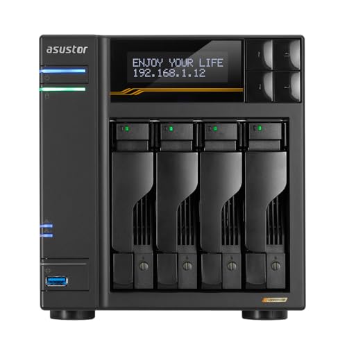Asustor / DiscTech 18TB NAS Bundle: AS6804T Lockerstor 4 Gen3 NAS Server with 4x4TB SATA HDD and 2x1TB NVMe M.2 SSDs, 16GB RAM, Dual 10GbE and Dual 5GbE LAN Ports