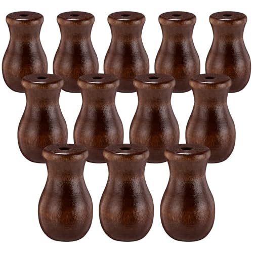 Boao 12 Pieces Brown Blind Pull Cord Knobs 1.26" x 0.75" Wood Tassels Window Blinds Wooden Cord Tassels Hanging Ball Pulls for Curtain Craft