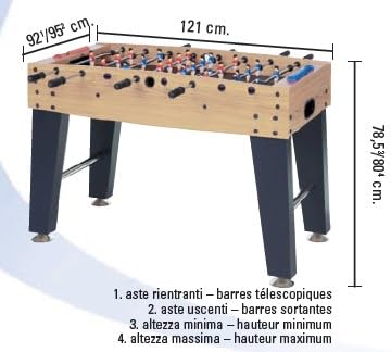 Calcio Balilla Garlando F3 Con Gambe Pieghevoli - Legno Acero, Aste Rientranti - Foto 4