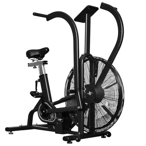 TAUIANE Bicicletas EstáTicas, Bicicleta Vertical con Ventilador, con Asiento Y Manillar Ajustables, para Entrenamiento HIIT Y Cardio, Negro