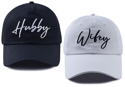 Engagement Gifts for Couples, Groom Bride Gifts Hats, Wifey Hubby Baseball Cap, Valentines Anniversary Wedding Decorations for Husband Wife Mr Mrs Black White