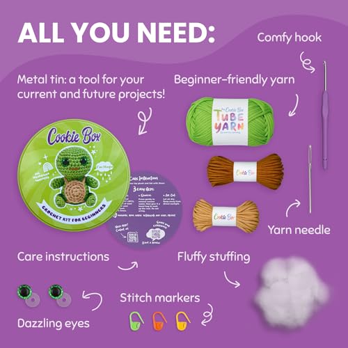 image for Cookie Box Crochet Kit for Beginners - Learn to Craft Amigurumi Stuffe