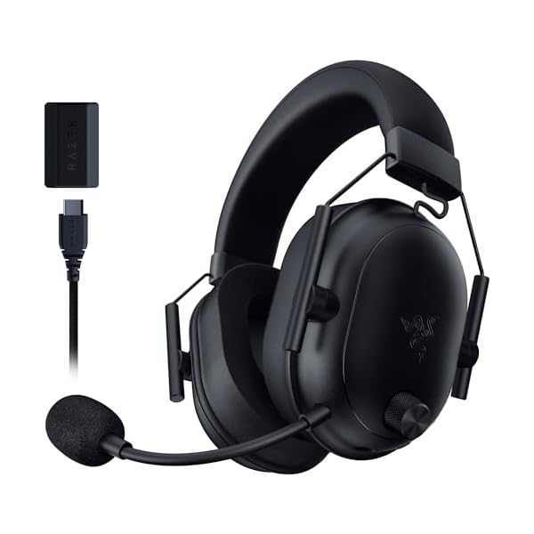 Razer BlackShark V2 HyperSpeed Wireless Gaming Headset: 280g Lightweight - THX Spatial Audio - Bendable Mic - 50mm Drivers - 2.4GHz, Bluetooth or USB - 70 Hr Battery w/USB Type C Charging - Black