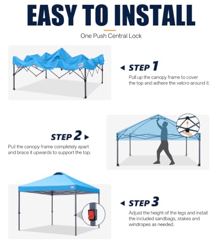 Image of MASTERCANOPY 10x10 Durable Pop Up Canopy Tent with Roller Bag, Sky Blue