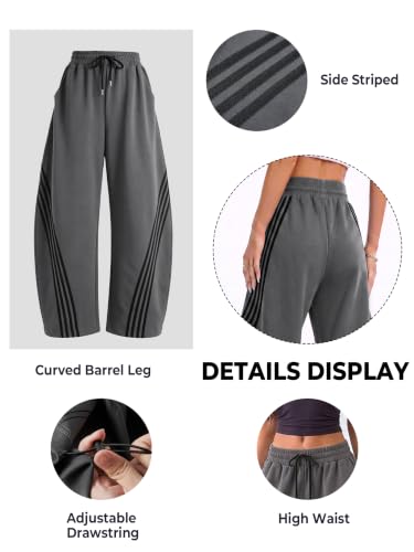 Image of EMMIOL Women's Y2K Baggy Barrel Striped Sweatpants High Waisted Wide Leg