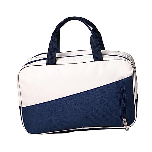 FOMIYES Large Capacity Sports Bag Gym Bag with Wet Dry Compartment Durable Oxford for Travel Swim Kits Pe Essentials Dark Blue Creamy White