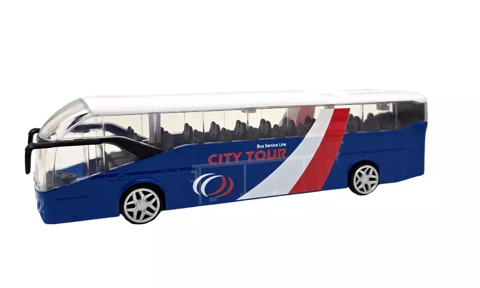 Celino® City Coach Airport Bus DieCast Toy Model Vehicles Kids Children Toys Freewheeling (Blue)