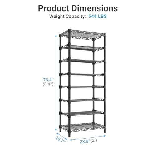 Image of VIPEK S1 Shoe Rack, 8-Tier Metal Durable Shoe Organizer, Heavy Duty Large Capacity Up to 24 Pairs, Adjustable & Detachable Shoe Shelves for Entryway /Bedroom /Closet, Holds Up to 544 lbs, Black