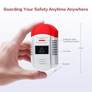 Natural Gas Detector CH4/Propane/Methane - Portable Natural Gas Leak Alarm with LED Light & Audible Alert, 100% Battery-Powered Gas Monitor for Home, RV, Kitchen, Apartment Safety (Battery Included)